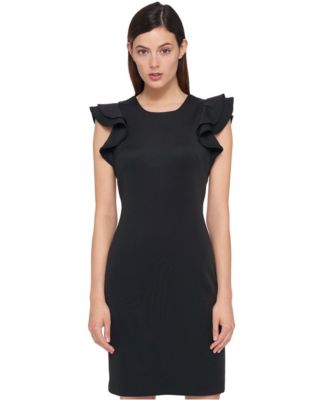Women's Ruffle-Sleeve Sheath Dress