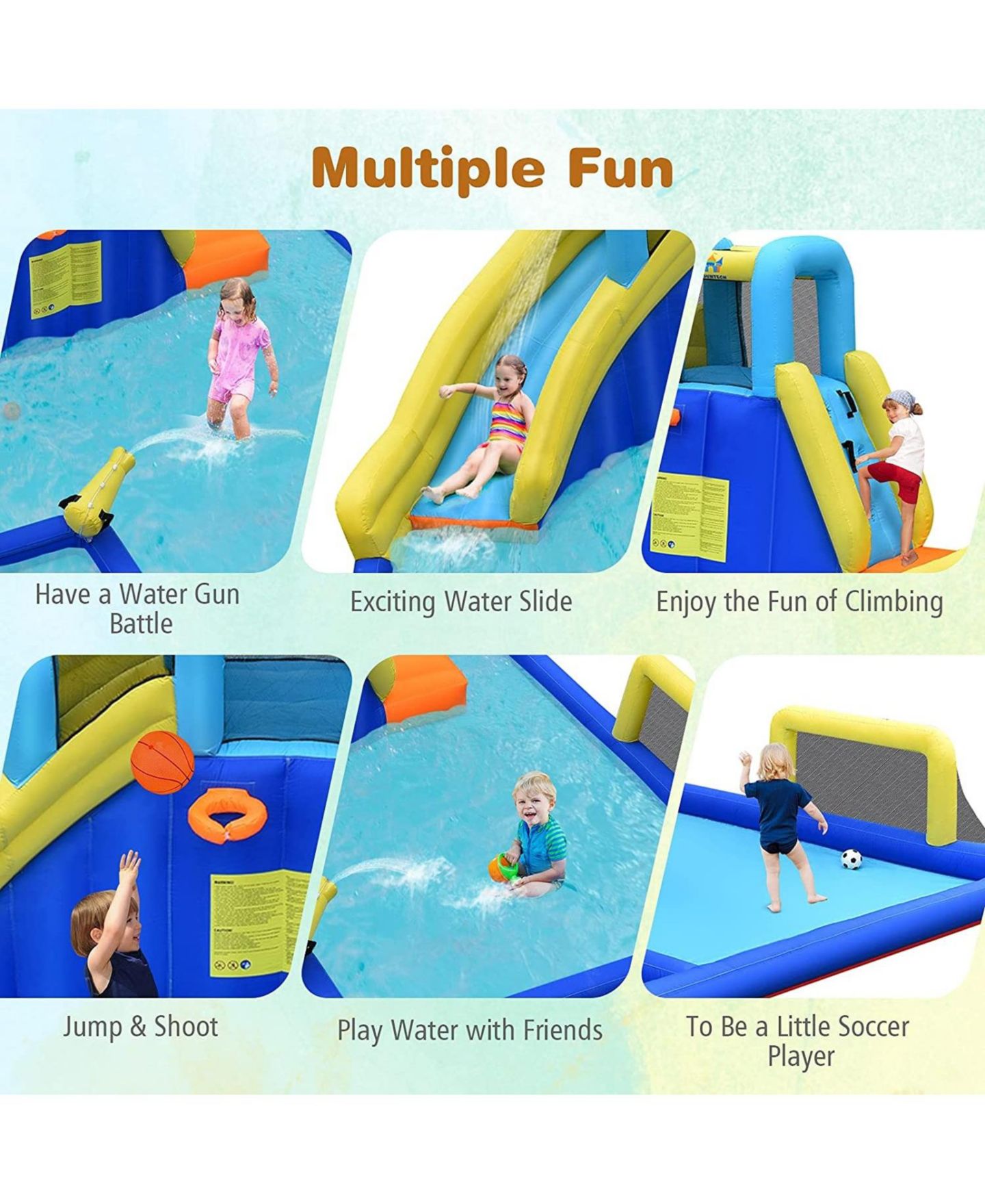 Детские игрушки SUGIFT 6-in-1 Inflatable Water Slides with Blower, Up to 3 Kids, Ages 3-12 — фото 7