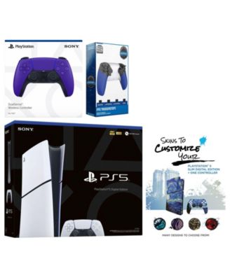 Playstation 5 Slim Digital with Extra Chroma Indigo Controller, Trigger Stop Kit and MightySkins Decal Voucher + 1 Year CPS Extended Warranty
