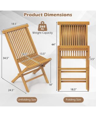 Outdoor Teak Wood Chairs Set of 2 with Slatted Seat and Backrest