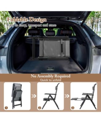 Folding Patio Chairs Set of 2 Lounge Chairs w/ 10-Level Adjustable Backrests