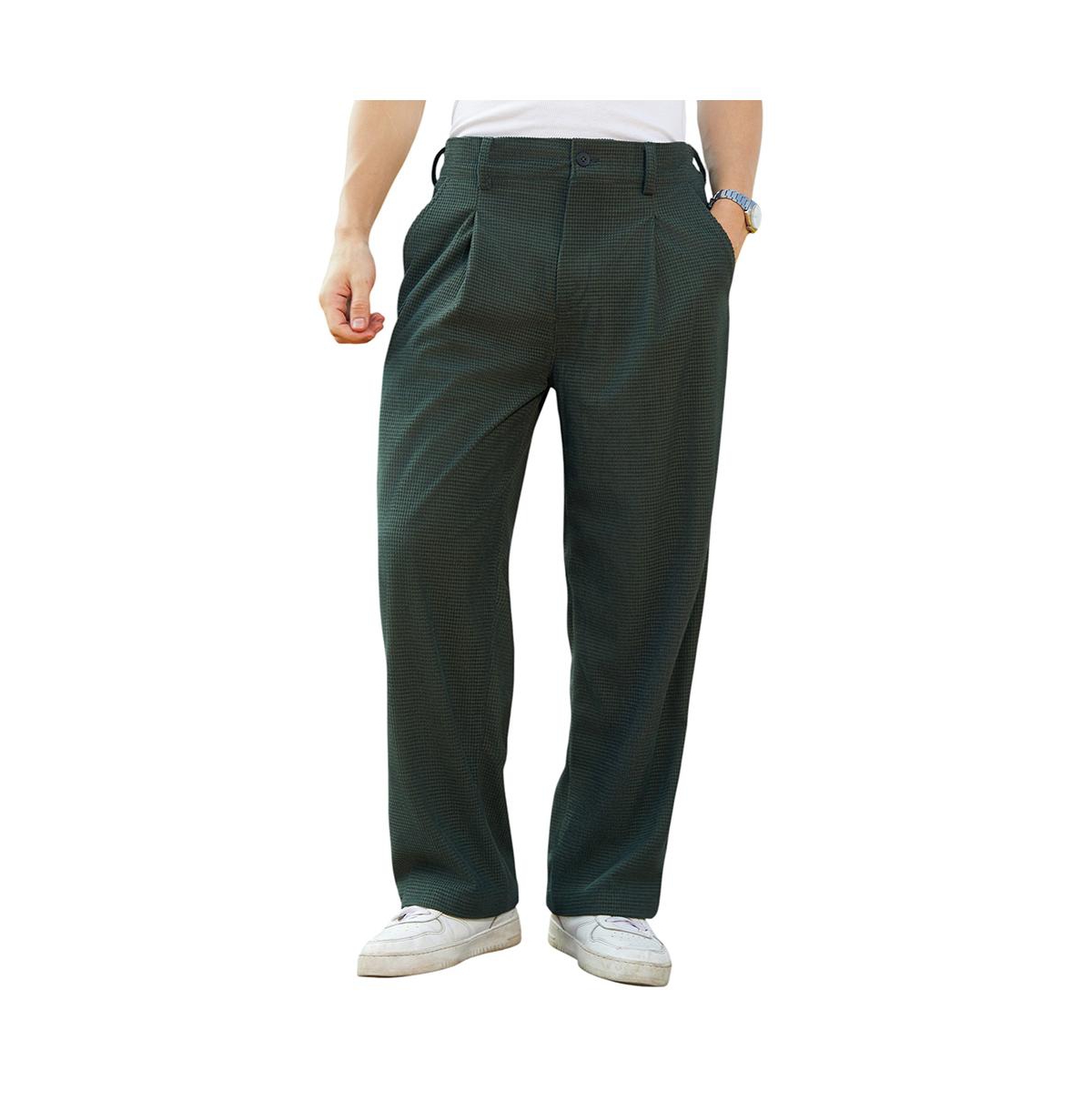 Men's Emerald Green Tailored Waffle Trousers - Green