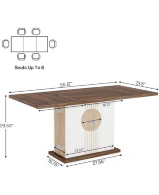 55" Rectangular Dining Table for 4 to 6 People, Dining Room & Living Room