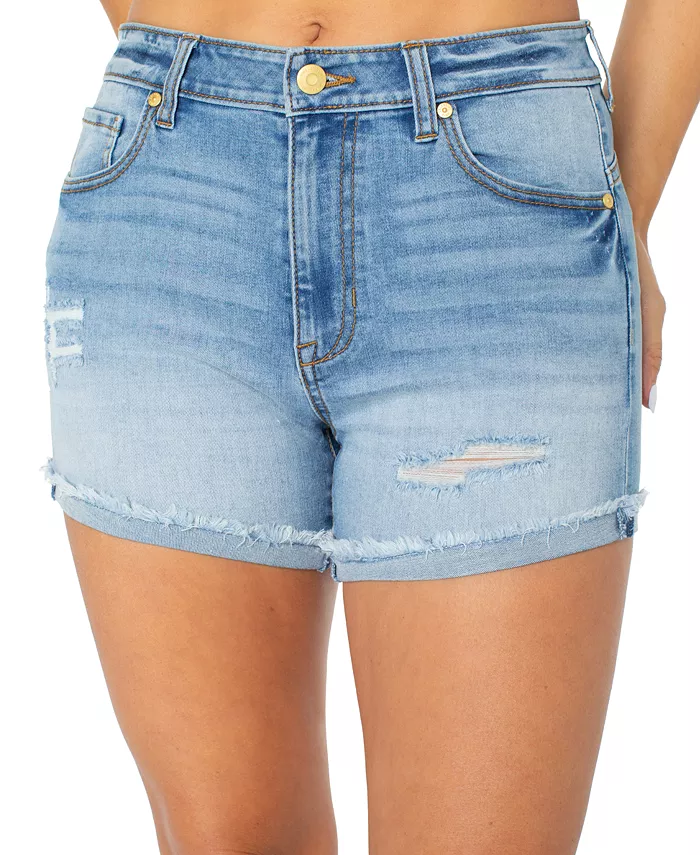 Juniors' 4" High-Rise Curvy Denim Shorts - thumbnail 2