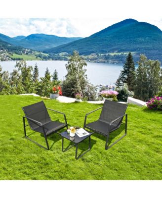 3PCS Patio Bistro Set Conversation Furniture Set w/ Fast-Drying Fabric