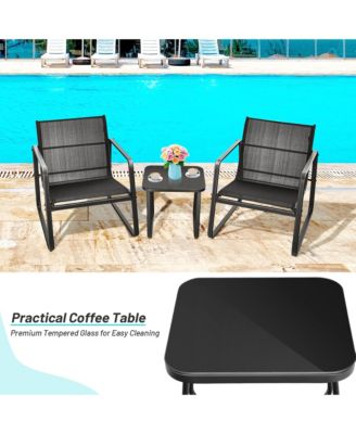 3PCS Patio Bistro Set Conversation Furniture Set w/ Fast-Drying Fabric