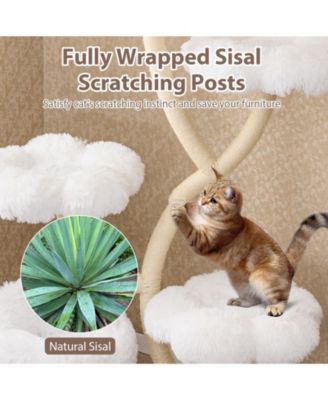 Freestanding Cat Tower with four Flower-shaped Platforms and Sisal Scratching Posts