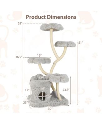 Freestanding Cat Tower with four Flower-shaped Platforms and Sisal Scratching Posts