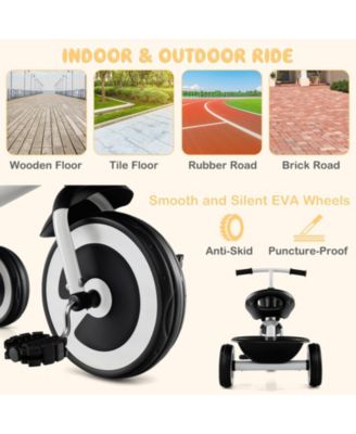 Slickblue Toddler Tricycle with Adjustable Seat and Storage Baskets for 1.5-5 Years Old