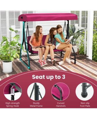 Converting Patio Swing Chair Porch Swing Bed with Adjustable Canopy & Thickened Cushion