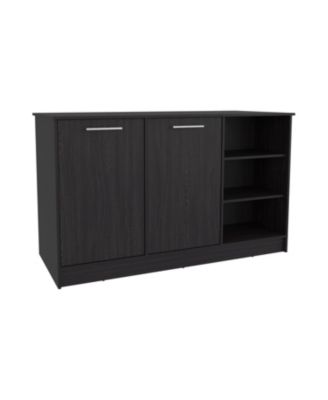 Mars Kitchen Island Two Cabinets, Three Open Shelves, Black Wengue