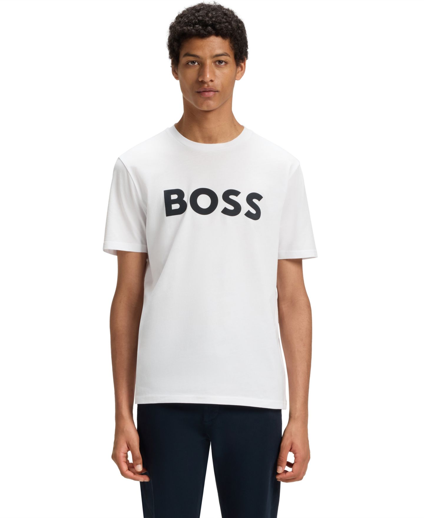 Мужская футболка Hugo Boss Cotton-Jersey Large Logo Print, цвет: Бежевый — фото 6