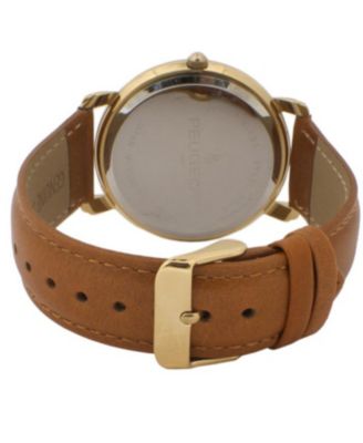 Men 38mm Gold Retro Design Calf Skin Leather Strap watch