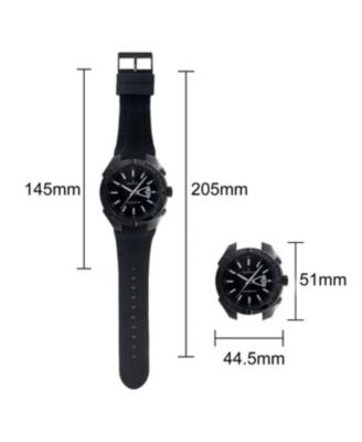 Men's 44mm Black Sport Calendar Stitched Rubber Band Watch