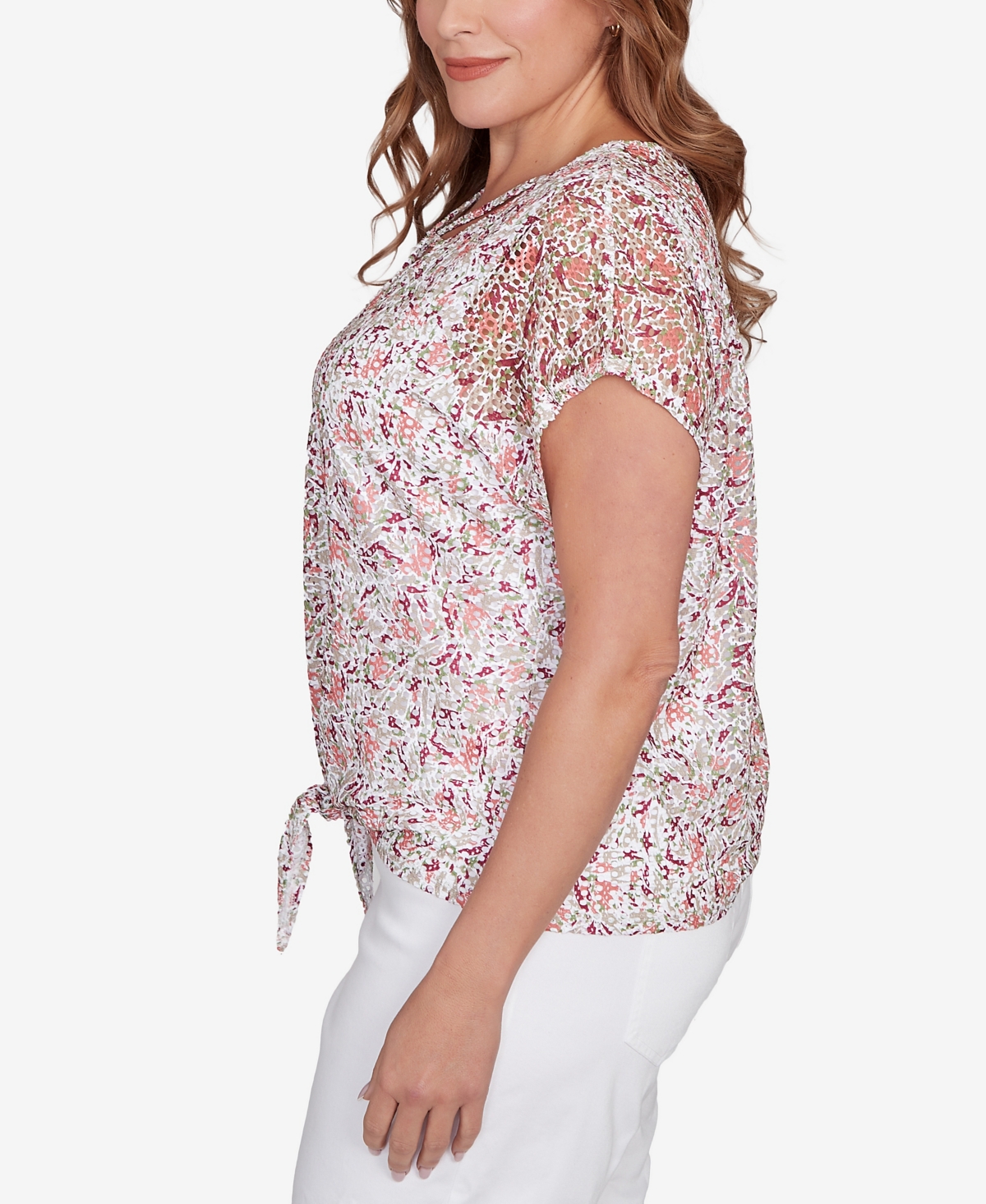 Hearts Of Palm Plus Size Printed Oval Textured Knit Top