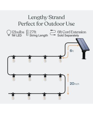 Ambience Pro Heavy Duty Solar-Powered LED Outdoor String Lights with 15 Hooks, 1W, Soft White (27 ft.)