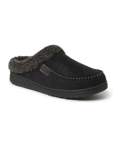 Мужские сабо Dearfoams Brendan Microsuede Moccasin Toe Clog Slipper, цвет: Чёрный