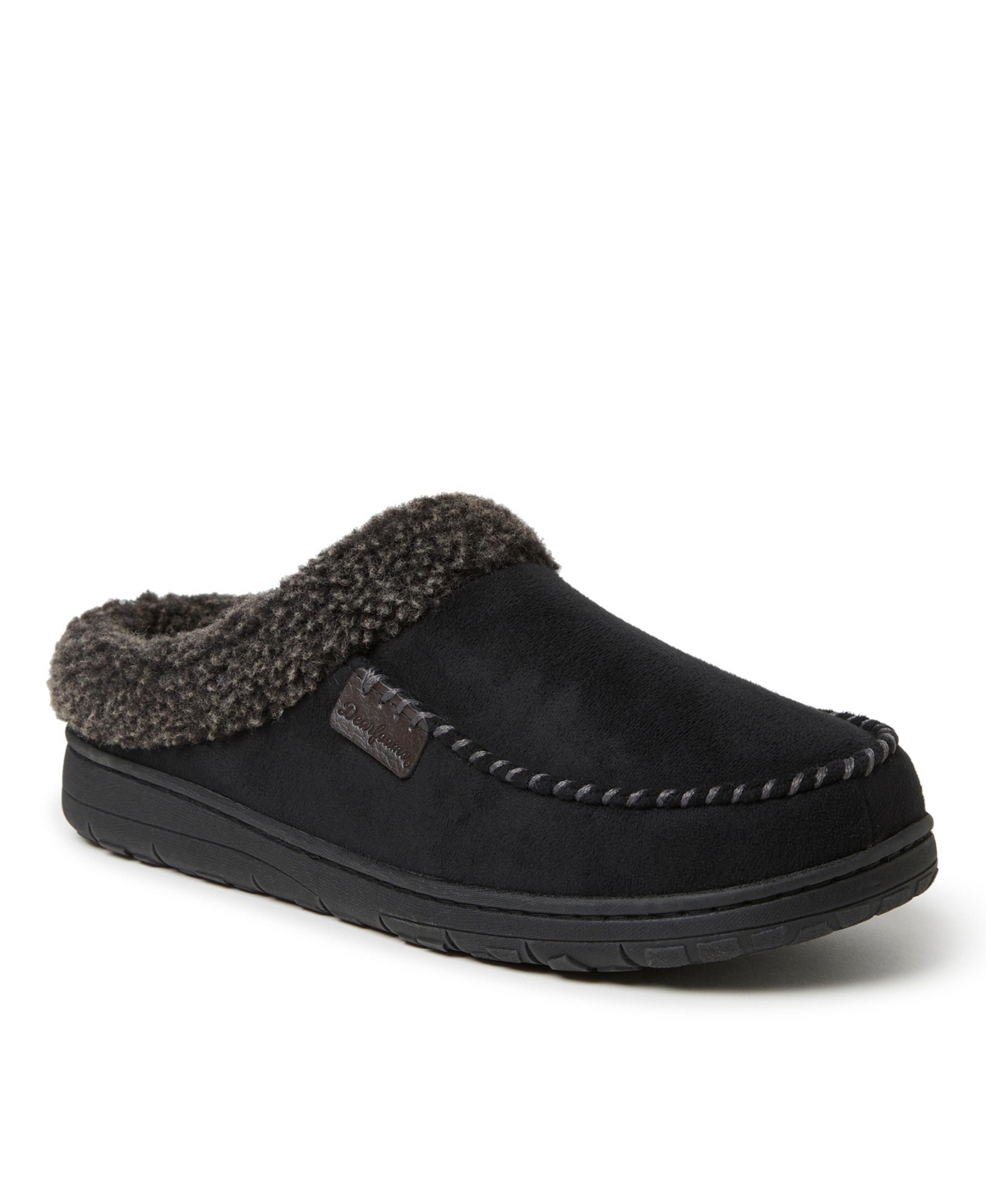 Men's Microsuede Moccasin Toe House Shoe Clog Slipper - Black