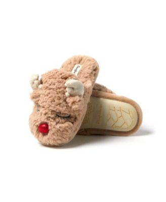 Kids Holiday Christmas Reindeer Scuff Slipper