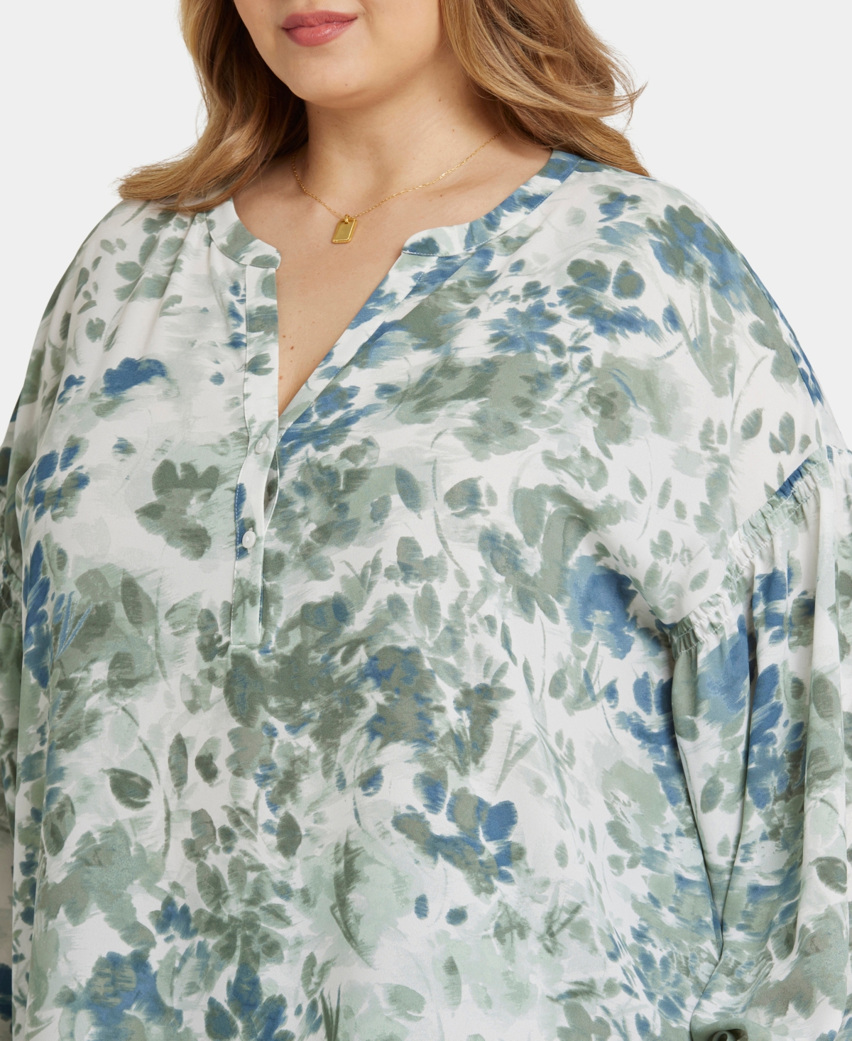Nydj Plus Size Paulina Peasant Blouse In Blue