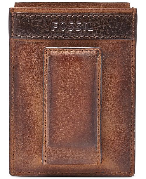 Fossil Quinn Magnetic Card Case Leather Wallet & Reviews - All Accessories - Men - Macy&#39;s