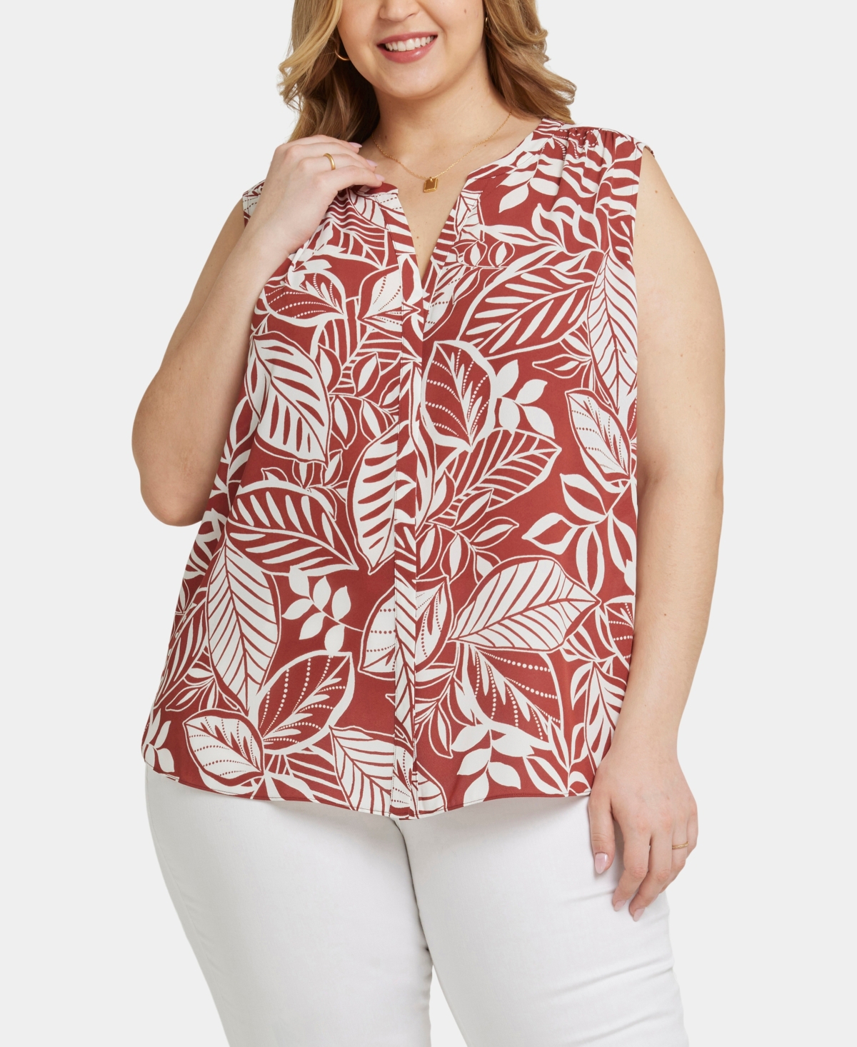 Plus Size Sleeveless Pintuck Top - Arianna