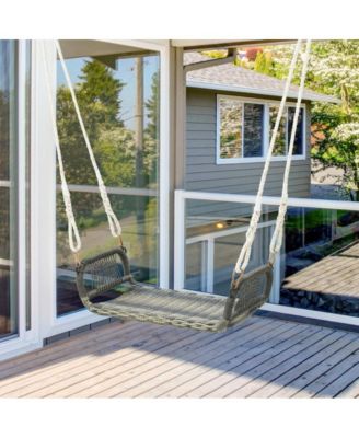 Wicker Porch Swing Seat with Cozy Armrests