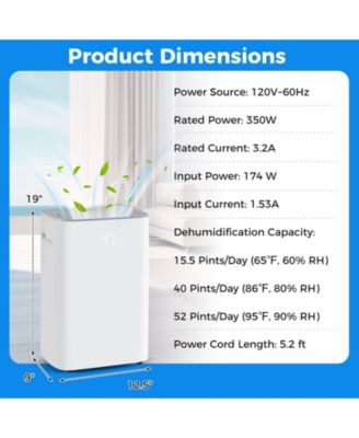 Dehumidifier with Auto Drain or Manual Drainage for Home Basement