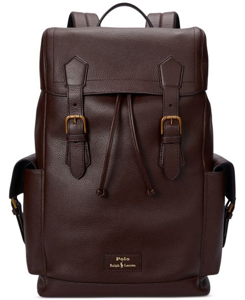 Рюкзак Polo Ralph Lauren Pebbled Leather, цвет: Тёмный коричневый