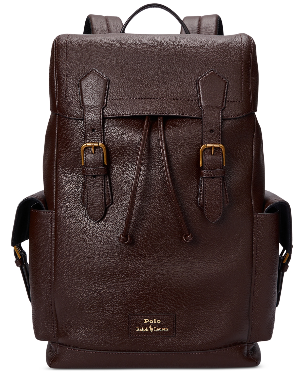 Men's Pebbled Leather Backpack - Dark Brown