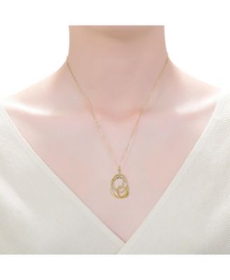 14k Gold Plated with Cubic Zirconia Free Form Love Knot Pendant Necklace