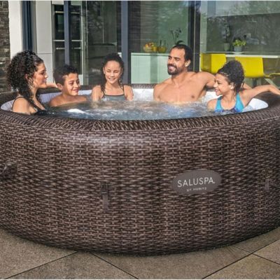 SaluSpa St Moritz AirJet Inflatable Hot Tub w/ 180 Soothing Jets, Brown
