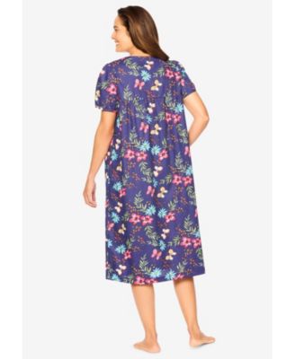 Plus Size Only Necessities Short Print Shirred Lounger