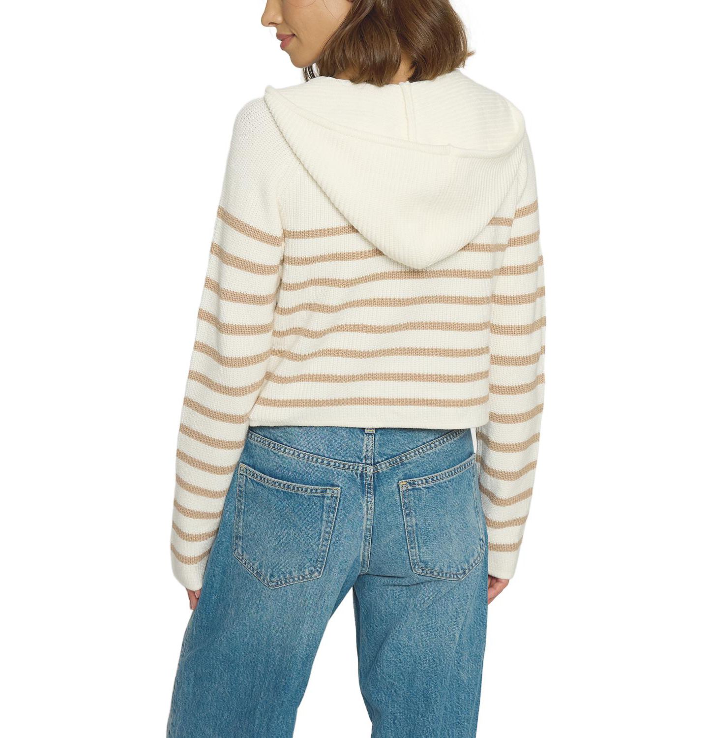 Женская куртка Central Park West Striped Dickey Sweater Jacket, цвет: Слоновая кость комбинированный — фото 3
