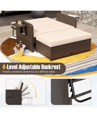 Modular Outdoor Adjustable Daybed Set with Plush Cushions and Storage Ottoman