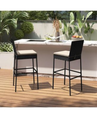 Patio Barstools Set of 2 with Footrest and Backrest for Backyard
