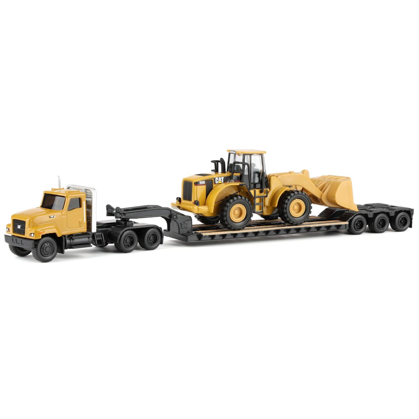 Детские игрушки Diecast Masters 1/87 Caterpillar CT681 Day Cab with Lowboy and 950G Wheel Loader — фото 1