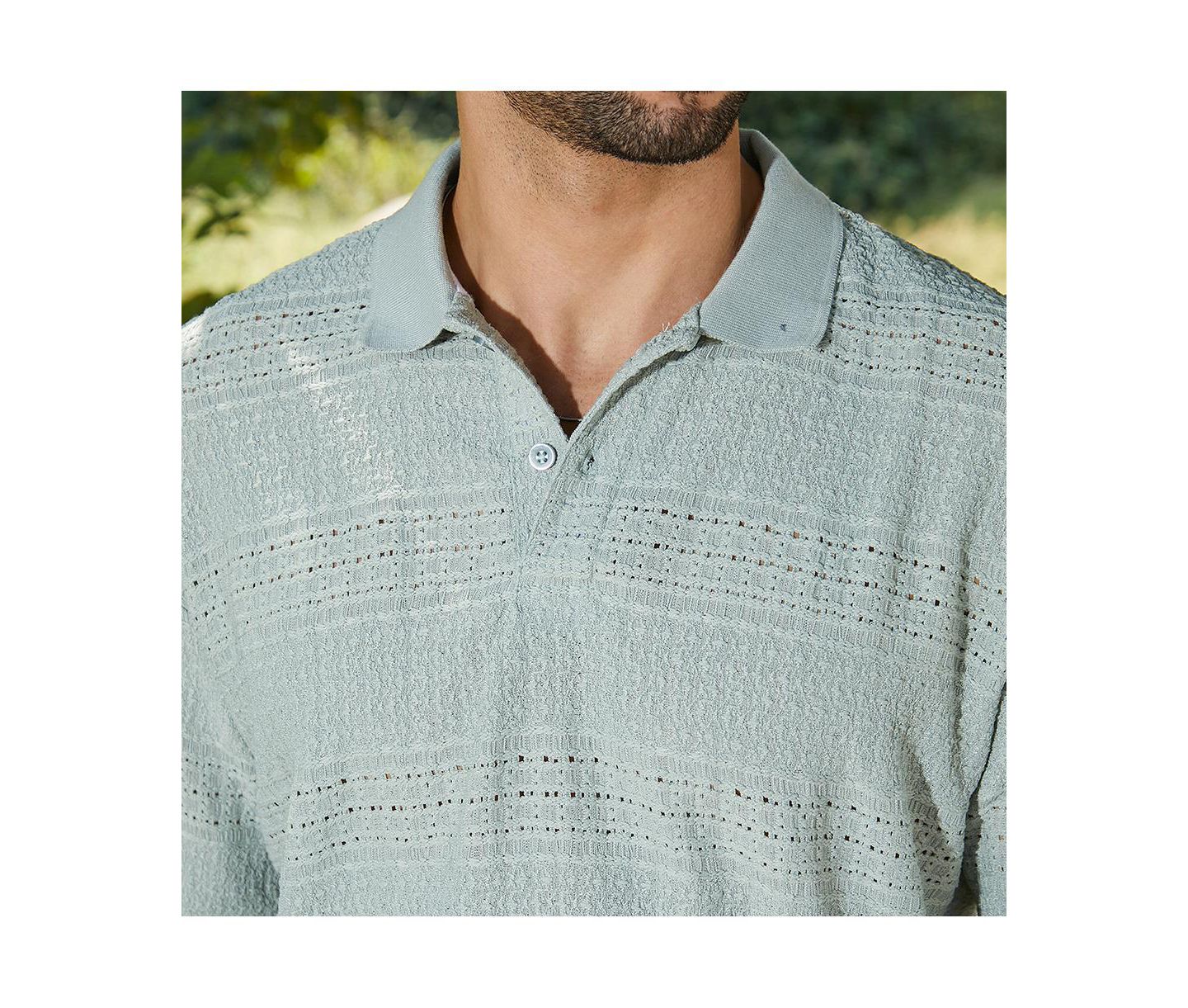 Мужская футболка Cahoot Campus Sutra Sage Green Bohomian Oversized Polo, цвет: Зелёный — фото 6