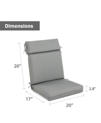 2Pcs Outdoor High Back Dining Chair Cushion Set, Fade and Water Resistant Polyester Fabric Cover with Ties and Zipper, 20'' × 37''