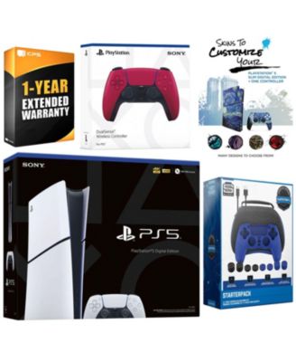 Playstation 5 Slim Digital with Extra Controller, Gamer Starter Kit and MightySkins Decal Voucher + 1 Year CPS Extended Warranty