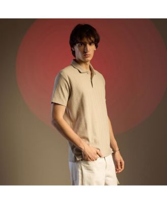 Men's Saltbox Beige Chevron Polo T-Shirt