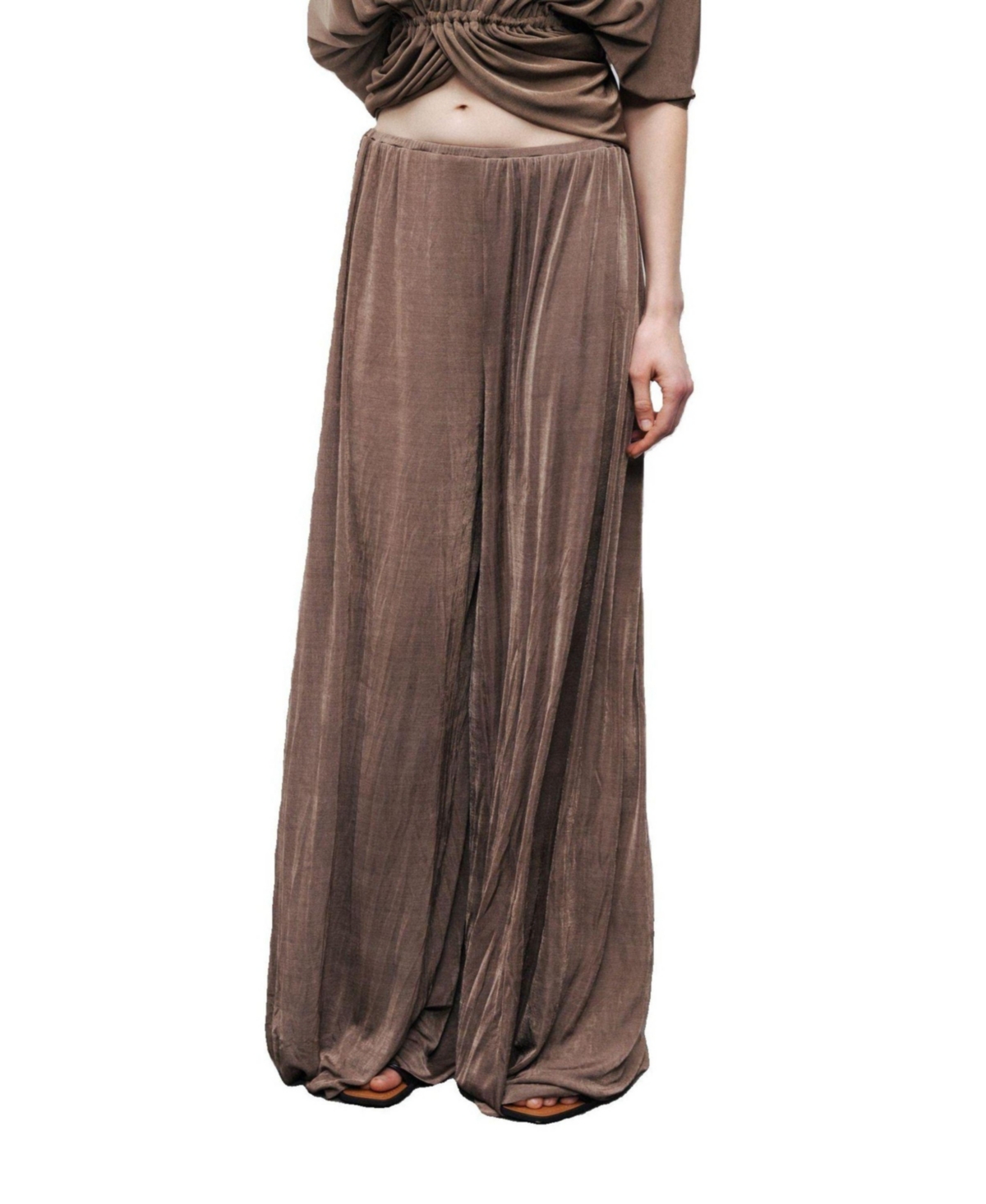 Women's Gathered Detail Pants - Rust/copper