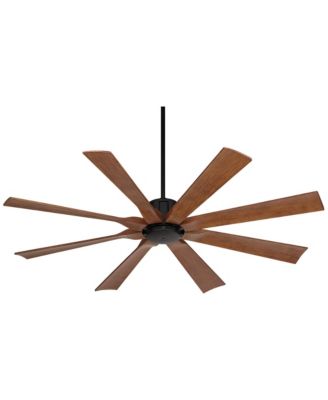 60" Defender Modern Industrial Indoor Outdoor Ceiling Fan Remote Control Matte Black Koa Damp Rated for Patio