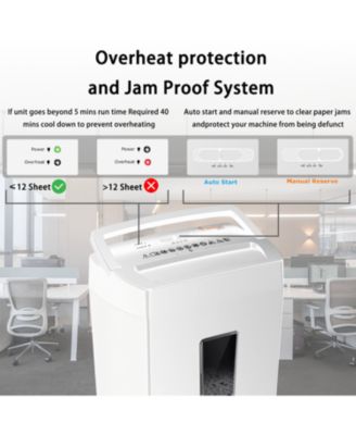 Heavy-Duty Cross-Cut Shredder, Handles up to 12 Sheets at Once, Providing P-4 high Security, Credit Cards, Mail & taples, 5.5-Gallon bin with a Transparent Window, Use in Home Offices, White