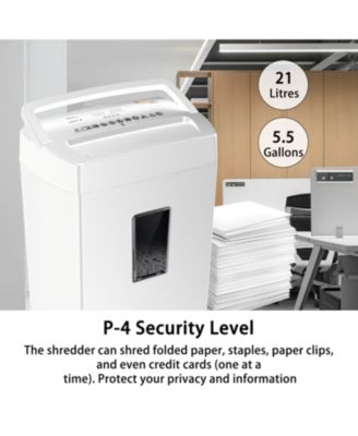 Heavy-Duty Cross-Cut Shredder, Handles up to 12 Sheets at Once, Providing P-4 high Security, Credit Cards, Mail & taples, 5.5-Gallon bin with a Transparent Window, Use in Home Offices, White