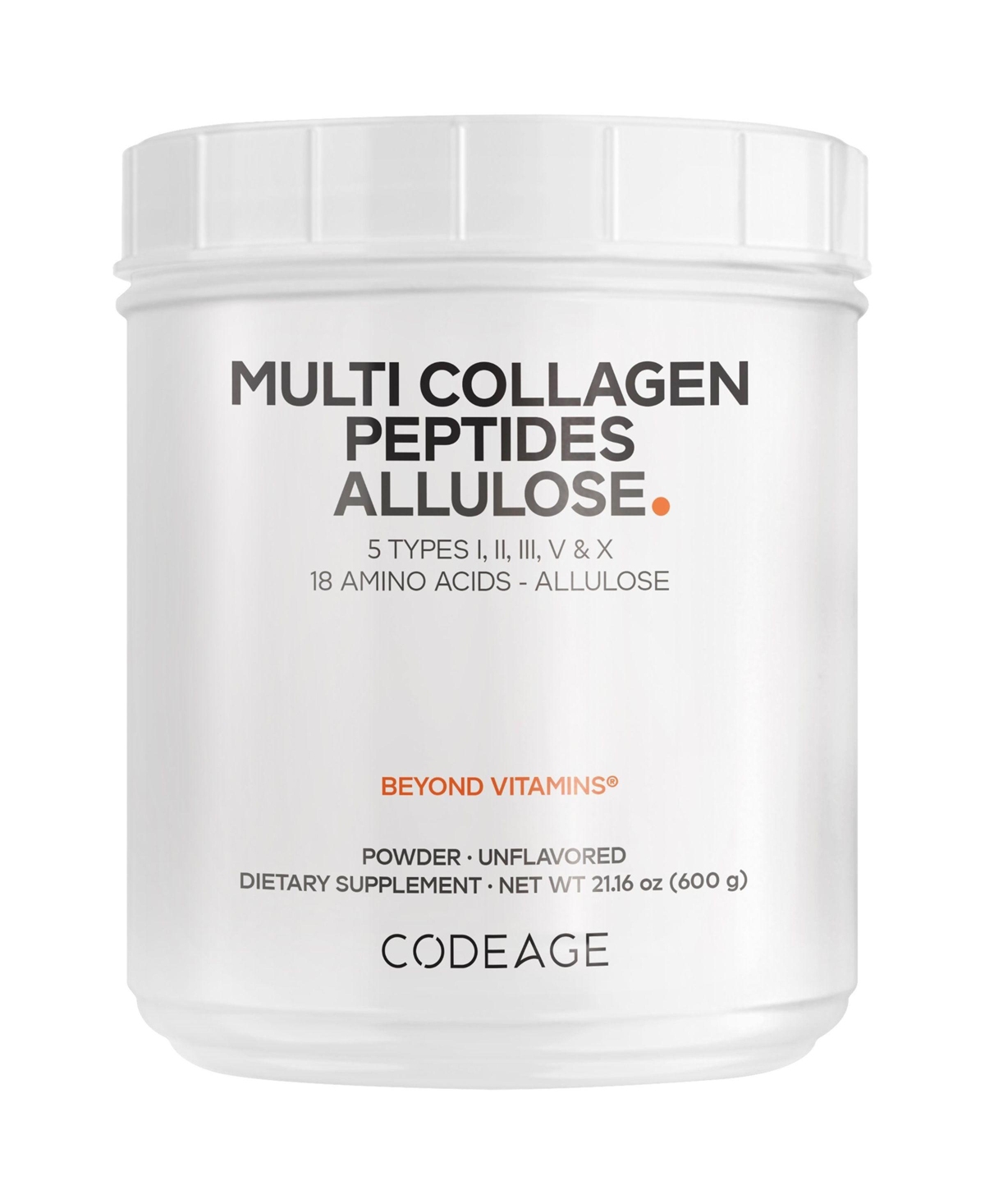 Multi Collagen Peptides Powder + Allulose - 5 Types - Grass-Fed Collagen - Rare Sugar Allulose Supplement - 0 Calories Sweetener & 0 Carbs - 1