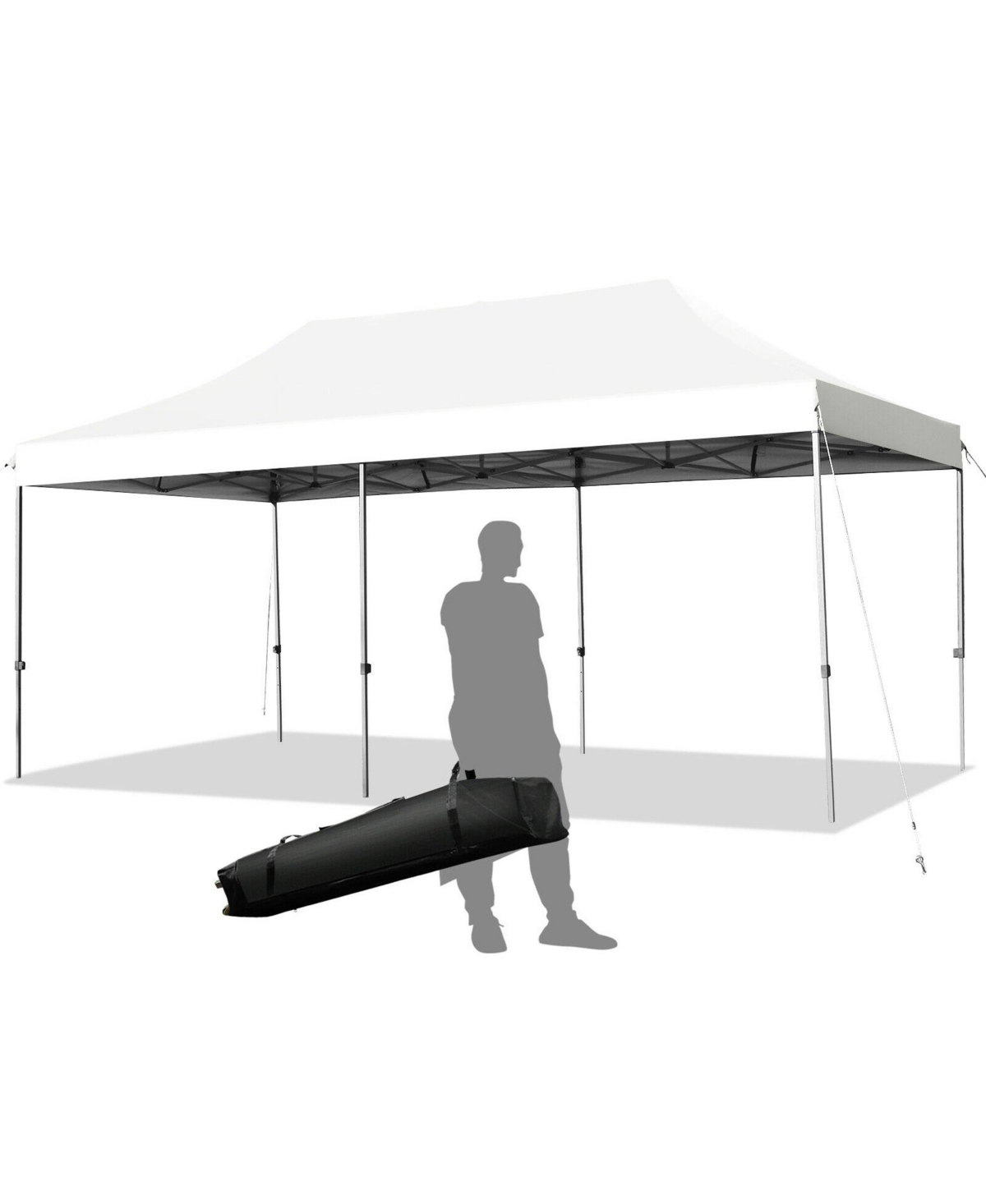 10'x20' Pop up Canopy Tent Folding Heavy Duty Sun Shelter Adjustable W/Bag - Grey