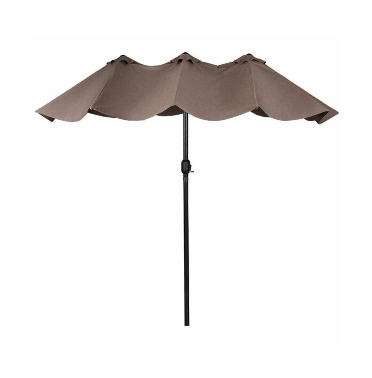 15 Feet Double-Sided Outdoor Patio Umbrella with Crank without Base - Tan