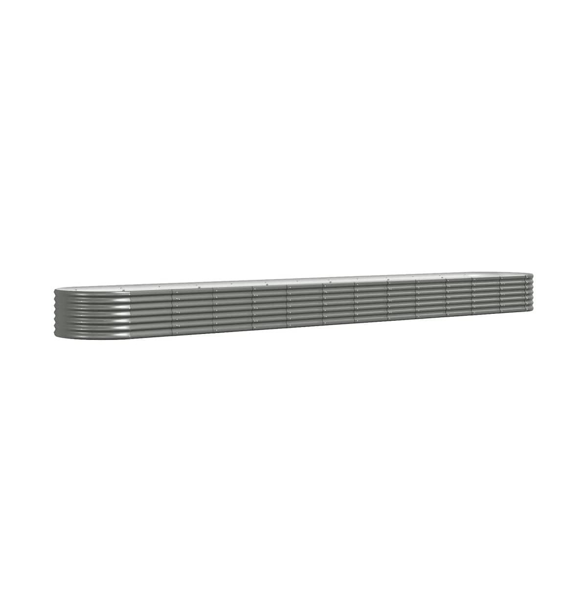 Garden Raised Bed Powder-coated Steel 201.6&#x22;x31.5&#x22;x14.2&#x22; Gray - Gray