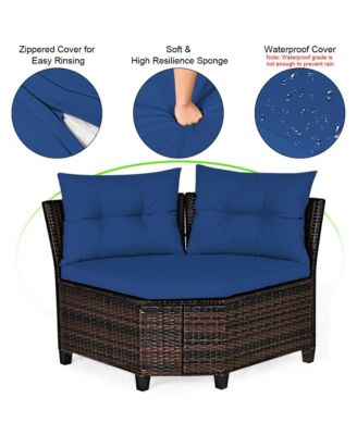 4PCS Patio Furniture Set Outdoor Rattan Sectional Sofa Set w/ Cushions